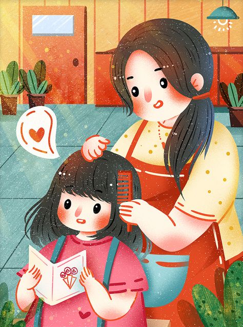 Mom Illustration Art, Mother Drawing, Mother Illustration, Mom Illustration, Girl Drawing Sketches, Good Morning Flowers Pictures, Mother Art, Cartoon Posters, Cartoon World