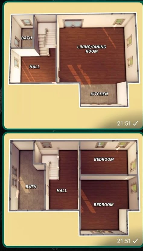 Sims 4 Loft, Casas The Sims Freeplay, Sims 4 Houses Layout, Fall Bloxburg, Sims Freeplay Houses, The Waiting Room, Bangunan Minecraft, Small House Layout, Sims 4 House Plans