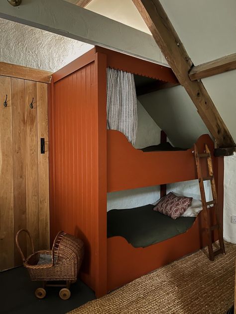 Swedish Built In Bed, Cabin Rooms, Bunk Beds Built In, Mill House, Built In Bed, Built In Bunks, Tamworth, Cottage Rental, Attic Bedroom