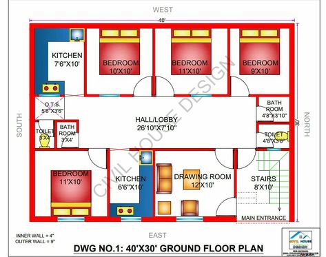 40x30 House Plans, House Plans 1200 Sq Ft, 1200 Sq Ft House Plans, 1200sq Ft House Plans, 1200 Sq Ft House, Drawing House Plans, West Facing House, 30x40 House Plans, Vastu House