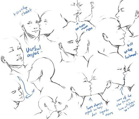 Drawings Of People Kissing, Kissing Poses, Kissing Drawing, Arte Inspo, Art Poses, Drawing Tutorials, Art Tutorial, 영감을 주는 캐릭터, Facial Expressions