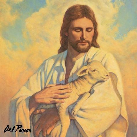 Lost Lamb, Christ The Good Shepherd, Blue Sky With Clouds, Sky With Clouds, Son Of Man, In His Arms, Lds Art, Christian Images, Jesus Christ Art