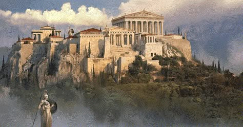 Acropolis in Athens (Artist's Impression) (Illustration) - Ancient History Encyclopedia Classical Aesthetic, Classical Greece, Bangunan Minecraft, Athens Acropolis, Rome Antique, Roman Architecture, Athena Goddess, Kumamoto, New Museum