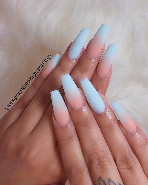 40+ Fabulous Gradient Nail Art Designs | Art and Design Blue Ombre Nails, Matte Nail, Ombre Nail, Blue Acrylic Nails, Ombre Acrylic Nails, Matte Nails Design, Nail Art Ombre, Pretty Nail Art Designs, Long Acrylic Nails Coffin