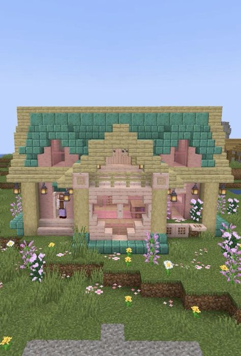 Lover House Minecraft, Minecraft Taylor Swift House, Minecraft Pastel House, Lover House Minecraft Taylor Swift, Taylor Swift Minecraft Builds, Minecraft Lover House, Minecraft Pink Mountain House, Mincraft Idea Houses Pink, Cute Pink Minecraft House Vanilla