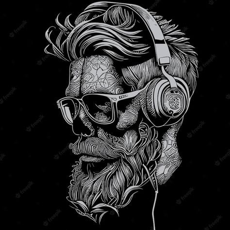 Skull Wearing Headphones, Edgy Illustration, Stylish Headphones, Skull Headphones, Computer Desktop Backgrounds, Helmet Hair, Wearing Headphones, Wearing Headphone, A Skull