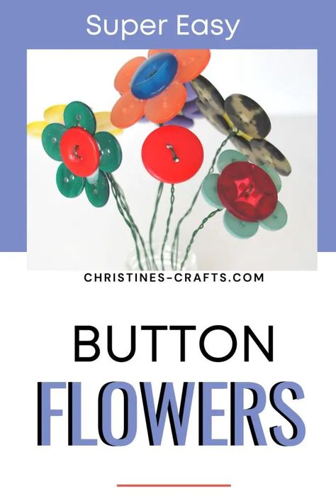 Button Flower Bouquet, Button Flowers How To Make, Projects With Buttons, Button Art Ideas, Buttons Crafts Diy, Flowers For Home, Button Bouquet, Easy Arts And Crafts, Diy Buttons