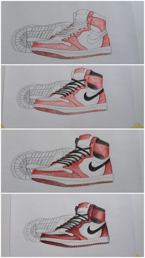 Nike Shoes Drawing, Pencil Shoes, Nike Drawing, Sneakers Drawing, Shoes Drawing, Book Drawing, Drawing Pencil, Pencil Art Drawings, Color Pencil Art