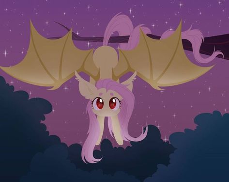 Fluttershy Bat Pony, Bat Fluttershy, Mlp Bat Pony, Flutter Bat, Prehensile Tail, Bat Pony, Night Starry Sky, Mlp Characters, Sky Tree