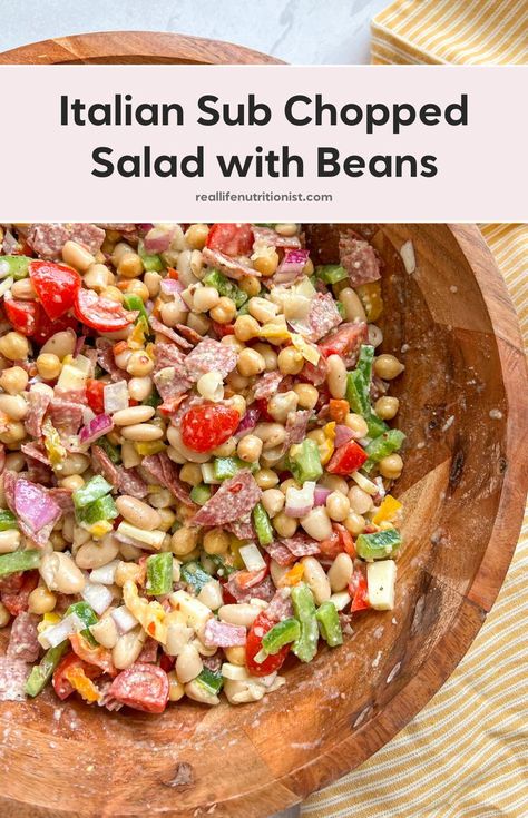 Need an easy summer lunch or meal prep idea? Try this white bean grinder salad with Italian dressing. This dense recipe is perfect for a crowd. Packed with veggies, it's high fiber and high protein. Italian Grinder, Grinder Salad, Salad Meal Prep, Healthy Lunch Meal Prep, Bean Salad Recipes, Summer Lunch, Prepped Lunches, High Fiber Foods, Lunch Meal Prep