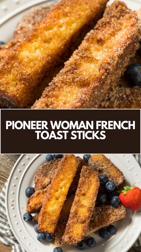 Pioneer Woman French Toast Sticks is made with 4 thick slices of white bread, eggs, milk, salt, white sugar, cinnamon powder, butter, and optional maple syrup. This quick breakfast recipe requires a total of 20 minutes, serving 2 people. Pioneer Woman French Toast Sticks, French Toast Sticks Recipe Freezer, Pioneer Woman Cinnamon Sugar French Toast Muffins, Cinnamon Sugar French Toast Sticks, Cinnamon Raisin Bread French Toast, Pioneer Woman French Toast, Egg White French Toast, Diy French Toast, Homemade French Toast Sticks