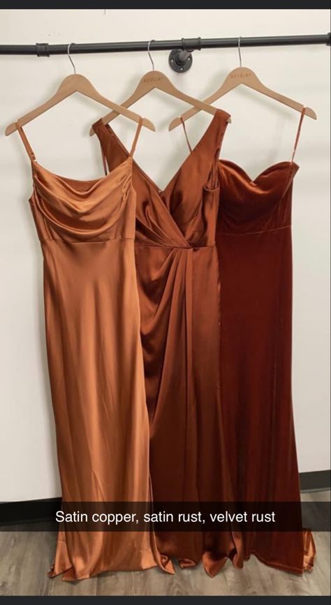 Copper Bridesmaid Dresses, Rust Bridesmaid Dress, Rusting Wedding, Fall Barn Wedding, Western Themed Wedding, Earthy Wedding, March Wedding, Wedding Party Outfits, Green Wedding Colors