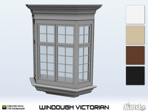 mutske's WinDough Window Bay Short 2x1 Sims 4 Cc Farmhouse Windows, Sims Windows, Ts4 Cottage, Ts4cc Furniture, Window Bay, Victorian Windows, Play Sims 4, Traditional Windows, Cc Furniture