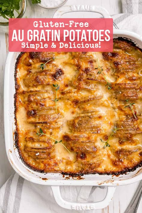 Gluten Free Cheesy Potatoes, Homemade Au Gratin Potatoes, Side Dish For Easter, Gluten Free Hot Cross Buns, Au Gratin Potatoes Easy, Low Fodmap Desserts, Potato Side Dishes Easy, Fodmap Desserts, Gluten Free Entrees