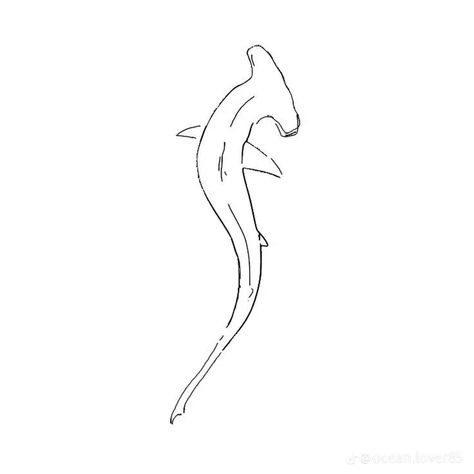 Hammerhead Line Tattoo, Hammerhead Shark Line Tattoo, Whale Shark Outline Tattoo, Fine Line Hammerhead Tattoo, Hammerhead Shark Line Art, Simple Hammerhead Shark Drawing, Tattoos For The Ocean, Simple Hammerhead Shark Tattoo, Hammerhead Tattoo Shark