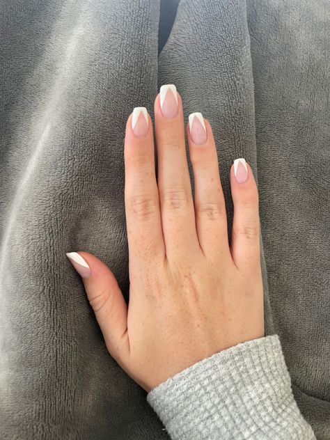 White Nails Simple, White Shellac Nails, Simple Nails Cute, Nails Acrylic French Tip, Classic French Tip Nails, French Tip Nails White, Acrylic French Tip Nails, White Shellac, Sqaure Nails