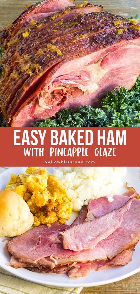 Baked Glazed Ham, Simple Sunday Dinner, Honey Baked Ham Recipe Copycat, Copycat Honey Baked Ham, Honey Ham Recipe, Ham With Pineapple, Baked Ham Recipe, Baked Ham With Pineapple, Honey Baked Ham Recipe