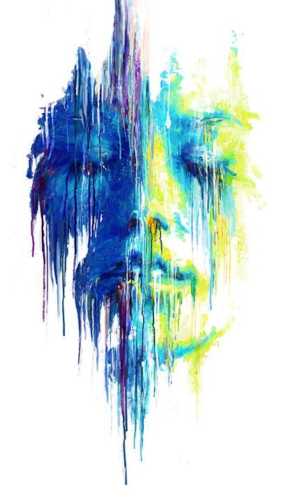 dripping color | the colors caught by eye and i love it the concept of the drips ... Arte Peculiar, Soyut Sanat Tabloları, Banksy, Portrait Art, Blue And Green, Love Art, Amazing Art, Painting & Drawing, Watercolor Art