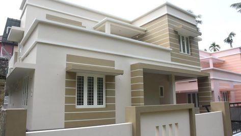 Low Cost House free Plan in Kerala – 840 sq ft - Home Pictures Outer Color Of House, Kerala House Painting Ideas, Color For Exterior House Paint, Color Combinations For Exterior Of House, Elevation Colors Exterior Paint, Outer Paint For House, Front Colour Of House, Beautiful Exterior House Colors, Outer Wall Colour Combination