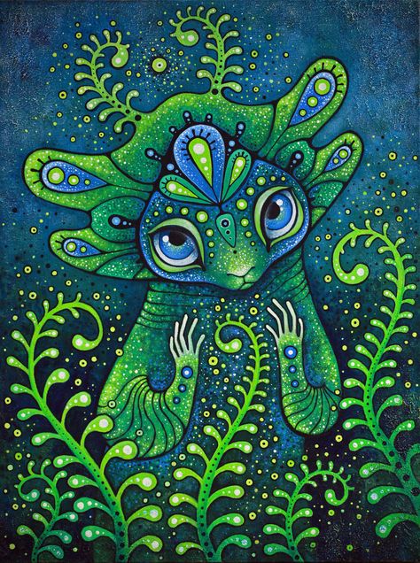 I Paint A Strange World Of Fantastic Alien Creatures With Big Kind Eyes Alien Painting, Markers Drawing Ideas, Psychadelic Art, Art Friend, Unique Drawings, Alien Creatures, Alien Art, Mystical Creatures, Trippy Art