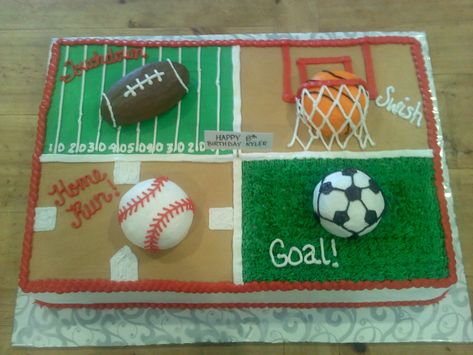 Sports Birthday Cakes, Sports Cake, Sports Themed Cakes, Sports Theme Birthday, Sports Birthday Party, Cookie Cake Birthday, Sport Cakes, Boy Birthday Party Themes, 2 Birthday Cake