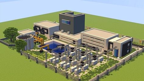 Modern large power plant Minecraft Project Power Plant Architecture, Minecraft Power Plant, Minecraft Walmart, Plant Minecraft, Minecraft Garage, Minecraft Lab, Minecraft Factory, Minecraft Industrial, Minecraft Modern City