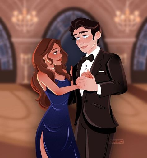 Kristen on Instagram: "lina martin & aaron blackford from the spanish love deception 🧳✈️💙 by @thebibliotheque here’s the auction dance scene with aaron’s tux & lena’s onyx midnight blue dress 🥰 ✨LOCKSCREENS linked in my bio!! 🖇likes, comments, shares and saves are always appreciated 📌reference pics found in my pinterest (linked in my bio) ✨do NOT repost or use as profile pic reposts: ask first, tag, and give credit. _____ - - - - - - - tags 🏷 #illustration #procreate #procreateart #artis The Spanish Love Deception Fanart, Fanart Prints, Aaron Blackford, Bookish Fanart, The Spanish Love Deception, Spanish Love Deception, Books Fanart, Midnight Blue Dress, Systems Art