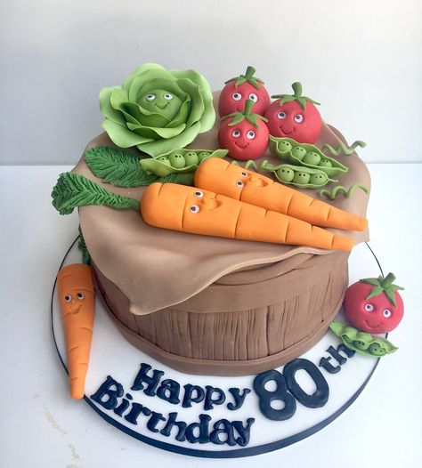 Vegetable Garden Cake, Vegetable Cake, Birthday Cake For Mom, Etch A Sketch, Garden Cakes, Custom Birthday Cakes, Novelty Cakes, Chicken And Vegetables, Baby Cake