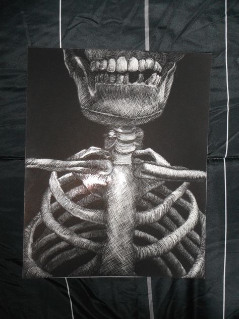 scratchboard skeleton Skeleton Drawing On Black Paper, Human Structure, Skeleton Back, Skeleton Drawing, Scratchboard Art, Skeleton Drawings, Growth And Decay, Black Paper Drawing, Year 9