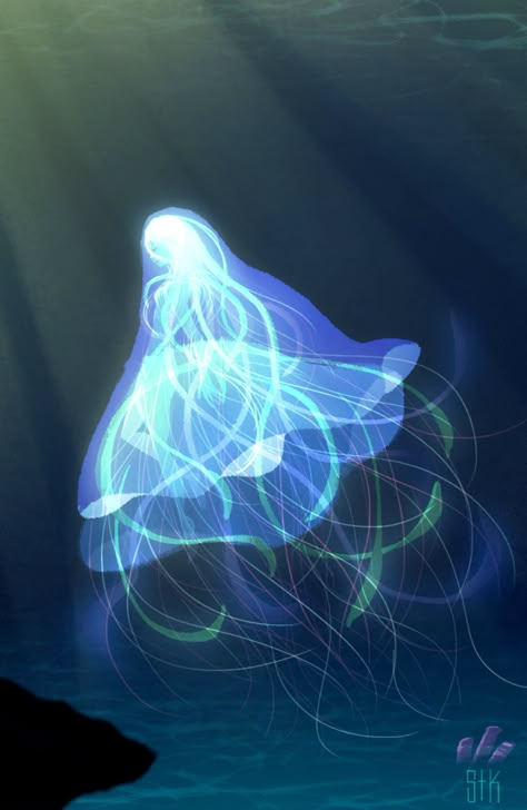 Bioluminescent Mermaid Art, Merperson Art, Water People Character Design, Jellyfish Character Design, Jellyfish People, Human Jellyfish, Sea Character Design, Water Character Design, Ocean Character Design