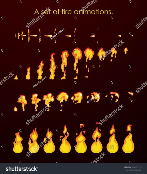 Fire animation sprites. A set of animations for a game or a cartoon.sprites#animation#Fire#set How To Animate Fire, Fire Animation Frames, Sprite Sheet Animation, Fire Sprite, Fire Tutorial, How To Do Animation, Fire Movement, Fire Animation, Base Anime