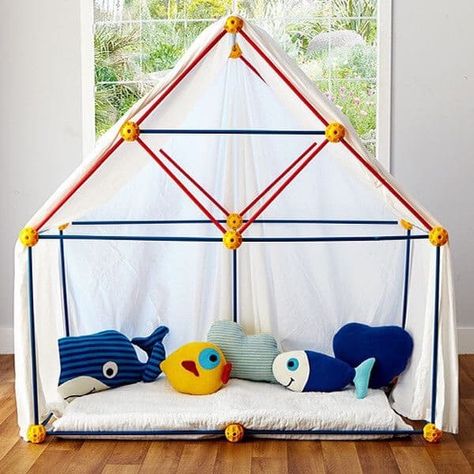 8 Amazing Playhouses for your Child's Bedroom or Playroom - james and catrin Crazy Forts Designs, Crazy Forts Ideas, Kids Fort Ideas, Crazy Forts, Kids School Gifts, Fort Ideas, Emoji Craft, Fort Building Kit, Fort Building