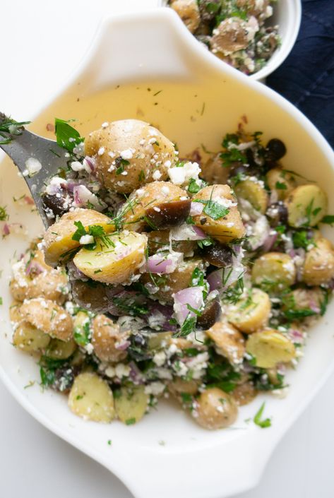 Greek Potato Salad | 12 Tomatoes Greek Potato Salad, Foods For Liver Health, Greek Style Potatoes, Greek Potatoes, Red Onion Relish, Onion Relish, 12 Tomatoes, Pickled Red Onions, How To Cook Potatoes