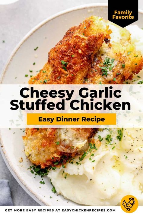 Garlic Stuffed Chicken, Fire Meals, Easy Stuffed Chicken Recipes, Cheese Stuffed Chicken Breast Recipes, Cheese Stuffed Chicken Breast, Chicken Breast Recipes Baked, Stuffed Chicken Breast, Cheese Stuffed Chicken, Cookie Rookie