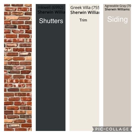 Shutter Colors For Brick House Exterior, New House Exterior Ideas, Block House Exterior, Exterior Facelift, Opal House, Red Brick House Exterior, Red Brick Exteriors, Country Property, House Colour