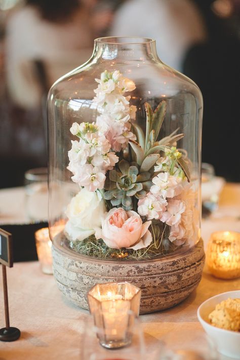 floral terrariums for centerpieces #wedding Terrarium Wedding Centerpiece, Affordable Wedding Centerpieces, Cloche Decor, Flower Dome, Barr Mansion, Terrarium Wedding, Deco Champetre, Tafel Decor, Wedding Floral Centerpieces