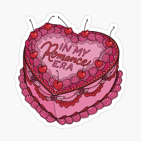 Get my art printed on awesome products. Support me at Redbubble #RBandME: https://www.redbubble.com/i/sticker/In-My-Romance-Era-Cake-by-elizabethianart/159779992.EJUG5?asc=u Romance Books Stickers, Romance Book Stickers, Art Tools Illustration, Reading Journal Stickers, Romance Stickers, Kindle Tablet, Cake Stickers, Stickers Books, Cake Sticker