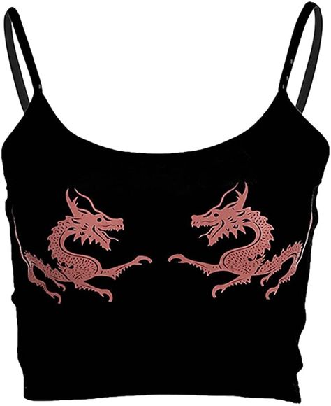 Crop Top Aesthetic, Dragon Snake, Tops Online Shopping, Chinese Aesthetic, Crop Tops Online, Punk Aesthetic, Strap Crop Top, Best Tank Tops, Cropped Tops