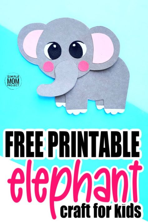 Birds Craft, Simple Mom Project, Elephant Craft, Safari Crafts, Paper Elephant, Elephant Template, Jungle Crafts, Zoo Crafts, Zoo Animal Crafts