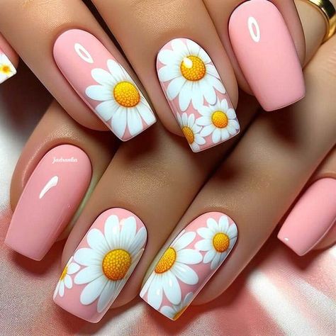 #Jadranka #Nail #PinkLemonade #Daisy 🌼#FashionStyle Nails Margaritas, Daisy Nails, Nail Art Designs Diy, Spring Nail Art, Nail Designs Glitter, Summer Nails Colors, Acrylic Designs, Acrylic Nail Art, Healthy Nails