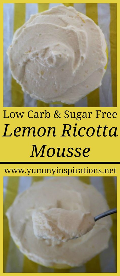 Lemon Ricotta Mousse Recipe - Easy Low Carb Cheesecake Dessert Easy Low Carb Cheesecake, Ricotta Mousse, Ricotta Dessert, Mousse Recipes Easy, Cheap Desserts, Low Carb Cheesecake Recipe, Low Carb Low Fat Recipes, Postre Keto, Cheesecake Dessert