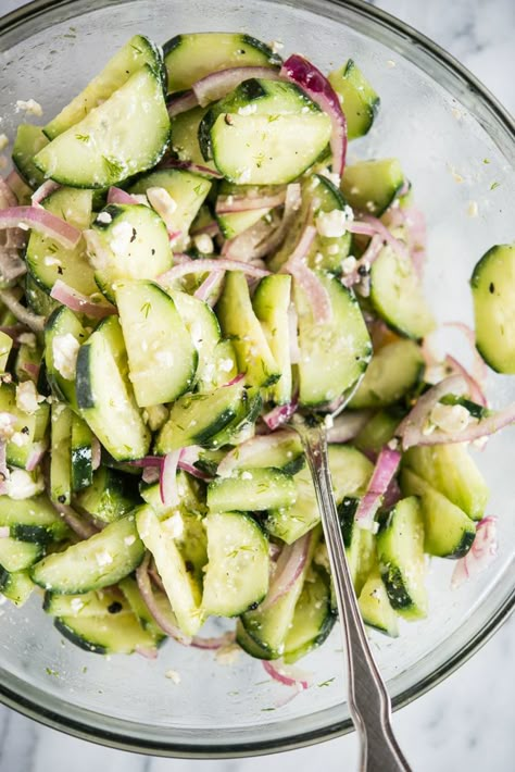 Cucumber Vinegar, Onion Vinegar, Greek Cucumber, Cucumber Salad Vinegar, Cucumber Feta Salad, Greek Cucumber Salad, Dill Salad, Cucumber Dill Salad, Paleo Keto Recipes