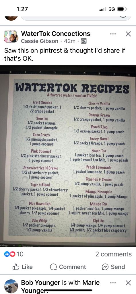 Water Flavor Combinations, Fall Watertok Recipes, Torani Water Recipes, Water Of The Day Flavors, Wylers Water Recipes, Water Flavor Ideas Packets Recipes, Water Mixes Recipes, Flavored Water Recipes With Syrups, Water Tock Recipes