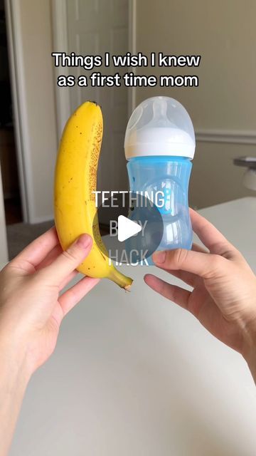 Nataliia | Motherhood | Lifestyle on Instagram: "Teething baby hack 💛🍌 easy to made for mom and relieving & tasty for the baby #teethingbaby #teethinghacks #babyteethers #momhacks #momtips #momtipsandtricks #firsttimemom #sahm #momlife #fyp" Baby Ideas Diy, Baby Teething Hacks, Baby Hacks New Moms, Teething Hacks For Infants, Breast Milk Popsicles For Teething, Teething Baby Remedies, Natural Teething Remedies Baby, Baby Food Hacks, Baby Food Timeline