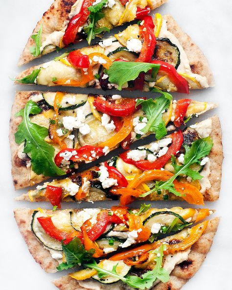 Roasted Vegetable Naan Flatbread | Last Ingredient Veggie Flatbread, Naan Flatbread, Naan Pizza, Zucchini Squash, Veggie Meals, Roasted Vegetable, Flatbread Pizza, Vegetarian Recipes Easy, Roasted Veggies