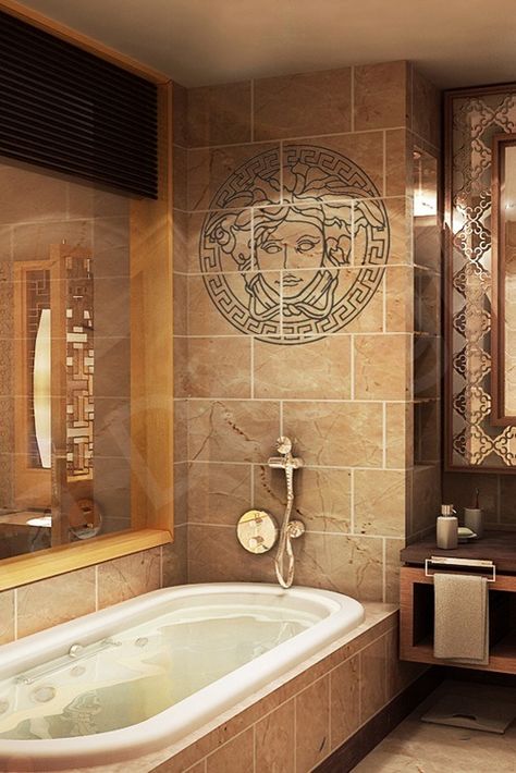 Luxury Living Versace Bathroom Western Bathroom Decor, Artistic Bathroom, Western Bathroom, Beautiful Bathroom Designs, Best Bathroom Designs, Gorgeous Bathroom, Versace Home, Unique Bathroom, Bathroom Design Luxury