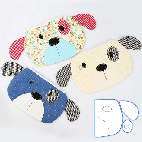 Fabulous Sewing Cute Dog Zipper Pouch Template | dog, bag, video recording, zipper | 🥰💞🐕Use our cute dog zipper pouch template easily to sew this darling bag to treat a dog lover!✨Include detailed video instructions.✨A wonderful gift for... | By Fabulous Sewing Store Dog Treat Bag Pattern Free Sewing, Dog Treat Bag Sewing Pattern, Diy Dog Bag, Pouch Template, Animal Zipper Pouch, Puppy Bag, Dog Pouch, Puppy Purse, Diy Pouch No Zipper