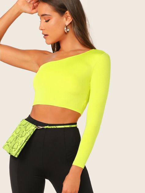 Tops Shein, Neon Outfits, Bright Fabrics, Bright Patterns, Off Shoulder Top, Shein Tops, Shein Style, Off Shoulder Tops, Barbados