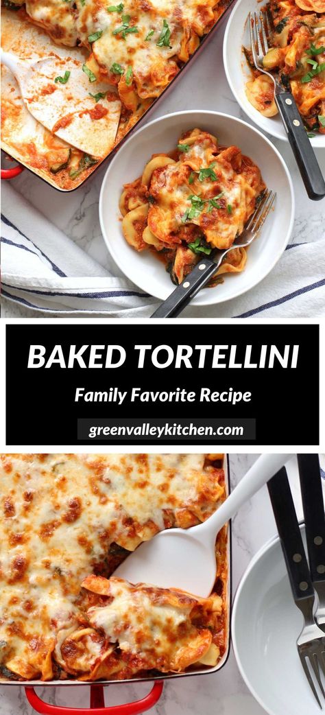 Gluten Free Tortellini, Baked Tortellini Recipes, Healthy Pasta Recipes Vegetarian, Vegetarian Casserole Recipes, Baked Tortellini, Valley Kitchen, Tortellini Bake, Vegetarian Casserole, Tortellini Recipes