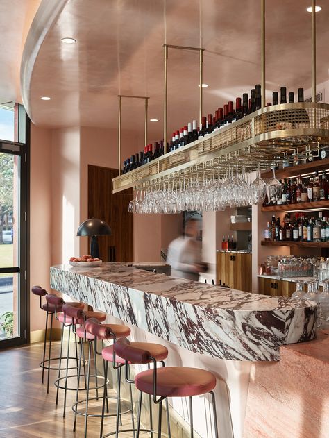 Olea by Guru Projects | Eat Drink Design Awards Leather Banquette Seating, Whisky Lounge, Leather Banquette, Bar Design Awards, Bar Shelves, Chicken And Biscuits, Wine Bars, Elevated Casual, Warm Interior